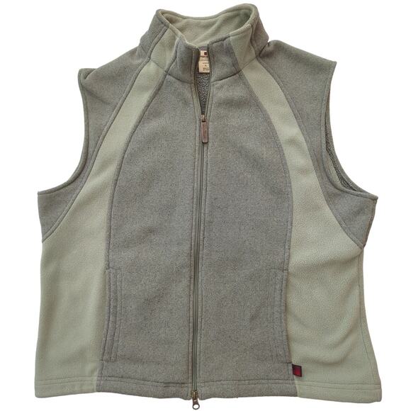 WOOLRICH Fleece Vest Full Zip Willow Green and Sage Adjustable Waist Women's XL - Picture 1 of 6